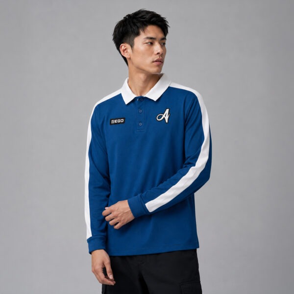 AE601 OVERSIZE LONG SLEEVES POLO SHIRT BLUE