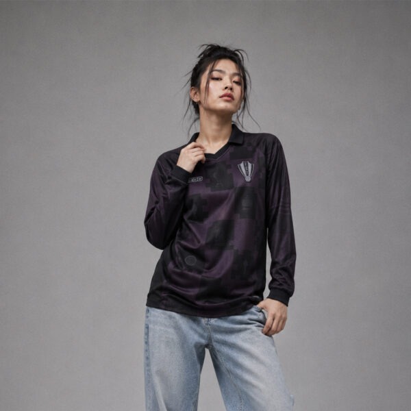 10TF004  เสื้อคอวีปกแขนยาว รุกฆาต แบล็คเอ้าท์ เจอร์ซี่ FCT สีดำ