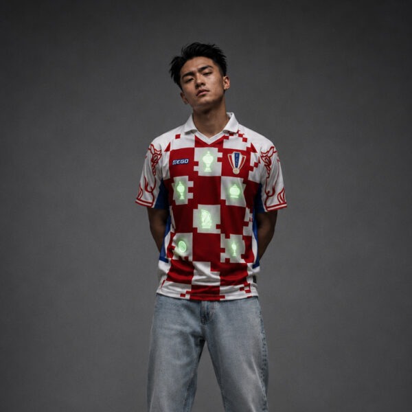 Second image of 10TF001  เสื้อคอวีปกแขนสั้น รุกฆาต เจอร์ซี่ FCT สีแดง